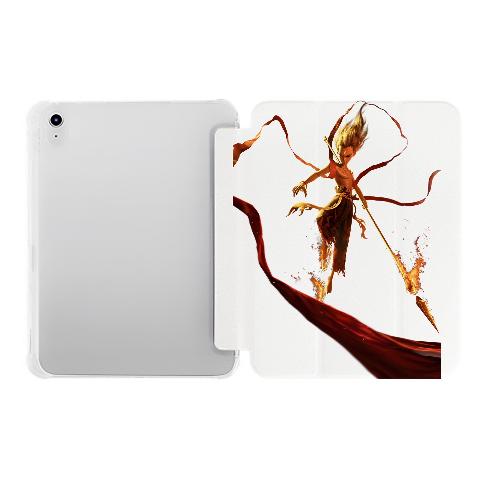 （画像用） Ne Zha 2 ナタ 魔童の大暴れ IPad ケース ペン収納付き 三つ折りスタンド PUレザー×シリコン 対応機種9.5/10.5/10.9インチ